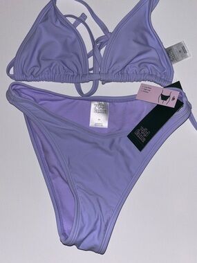 wild fable Light Purple String Triangle Bikini Set